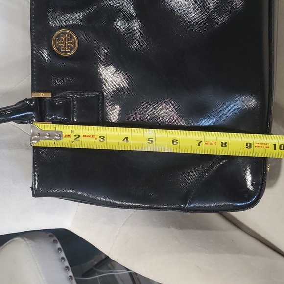 Vtg Tory burch black leather top handle shoulder bag - Picture 9 of 17